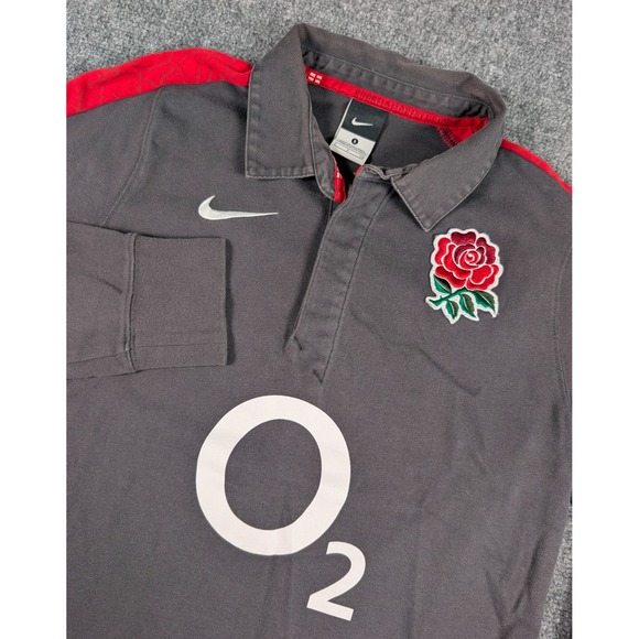 Vtg England Rugby Union Nike Rugby Shirt Mens Small Gray Long Sleeve Jersey